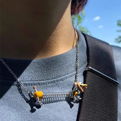 Koreaanse stijl lente hond ketting druipende olie grappige sleutelbeen ketting paar cartoon puppy ketting mode ontwerp sieraden geschenken gray
