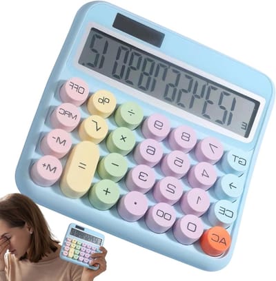 Grote Rekenmachine - 12 Cijfer - Financieel Kantoor - Grote Toetsen - 12.7 cm LCD - Blauw