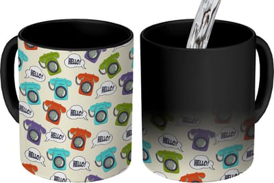Magische Mok - Foto op Warmte Mokken - Koffiemok - Retro - Telefoon - Design - Magic Mok - Beker - 350 ML - Theemok