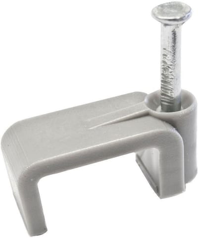 Kabel Clips - Bevestiging Nagels - Kabel Bevestigen - Plat Kunststof - 200 Stuks - Grijs