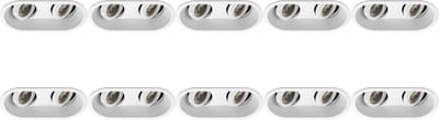 Spot Armatuur 10 Pack - Pragmi Zano Pro - GU10 Inbouwspot - Ovaal Dubbel - Wit - Aluminium - Kantelbaar - 185x93mm