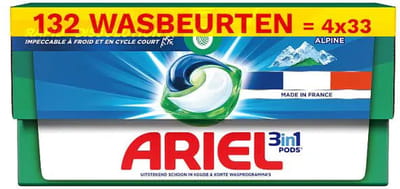 4x Ariel Alpine 3 in 1 Wasmiddel Pods 132 wasbeurten - 4 x 33 Alpine wasbeurten