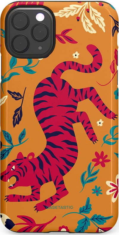 Casetastic Hoesje Geschikt voor Apple iPhone 11 Pro Max - Stijlvolle Beschermende Duo-layer Case - Zonnetijger