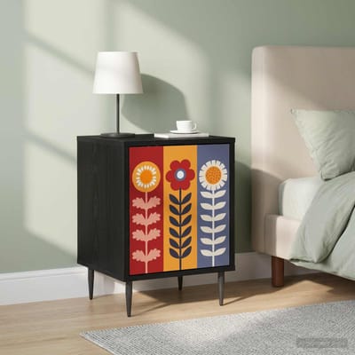 vidaXL - Nachtkastje - ESSEN - 2 - st - Zwart - eiken - 36 - x - 33 - x - 51 - cm - Bewerkt - hout