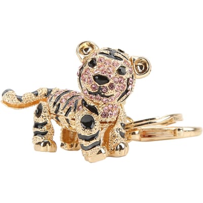 Tijger Sleutelhanger Driedimensionale Kleine Tijger Strass Auto Sleutelhanger Dames Tas Sieraden HangerRoze roze