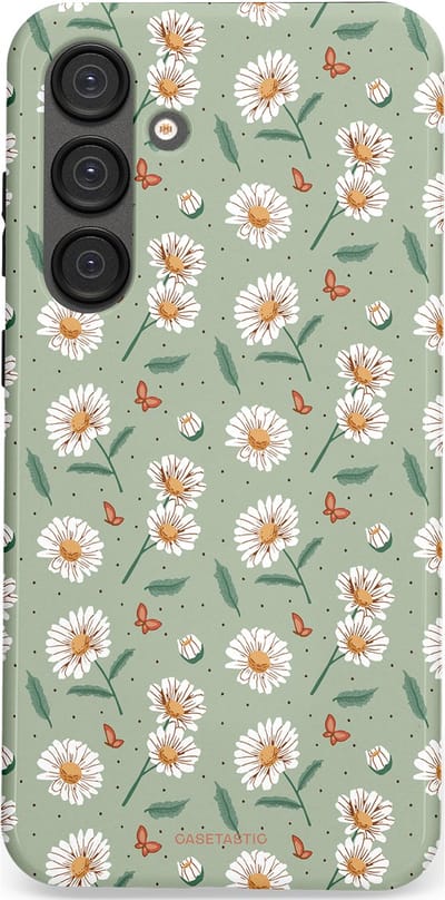 Casetastic Hoesje Geschikt voor Samsung S25 Plus - Stijlvolle Beschermende Duo-layer Case - Vleugels en madeliefjes
