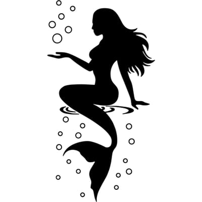 Mode zeemeermin ontwerp muursticker mooie waterdichte stickers voor badkamer toilet slaapkamer decor woondecoratie zwart