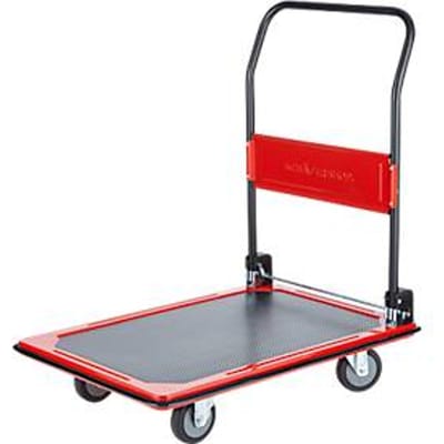 Platformwagen 210B– stalen – opvouwbaar - B 615 x D 880 x H 1000 mm – draagvermogen 370 kg – rood en zwart - ons merk Schäfer Shop Select