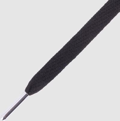 Mr Lacy - Schoenveters - Flatties Plat - Zwart met zilverkleurige tip - veterlengte 130 cm