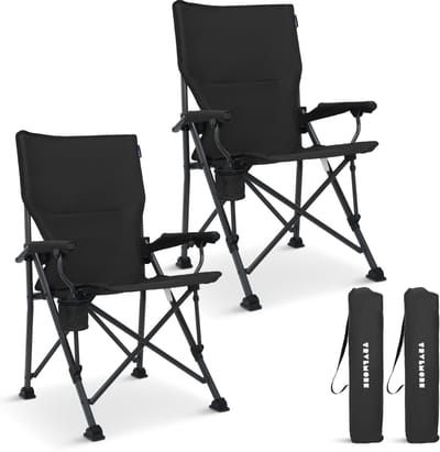 TRVLMORE Campingstoelen - Opvouwbaar - 120KG Draagvermogen - Incl. Draagtas - Klapstoel - Visstoel - Kampeerstoel - Vouwstoel - Zwart