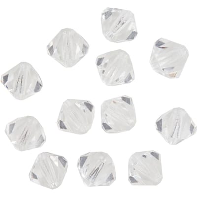 Glas geslepen glitterkralen, 6 mm - Crystal
