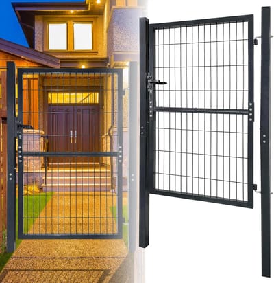 Dubbele Staafmatten Poort - Tuinhek Dubbel - Tuin Toegang - Roestwerend Staal - 150x100 cm - Antraciet