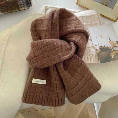 Wollen Winter Sjaal Voor Vrouwen Warme Gebreide Sjaals Hijab Effen Dames Sjaal Wikkel Vrouwelijke Pashmina Bandana Hoofddoeken 22x150cm gray