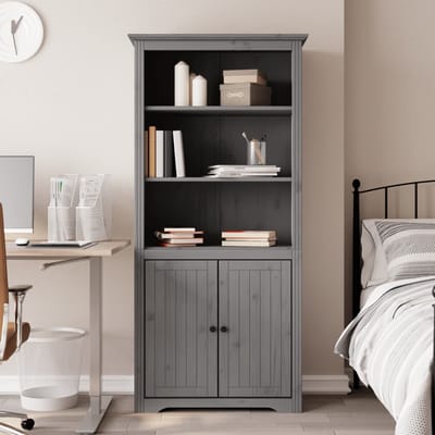 vidaXL - Boekenkast - BODO - 82x40x173 - cm - massief - grenenhout - grijs