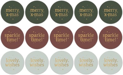 9x Sticker Kerst Groen Bordeaux Rood en Sali