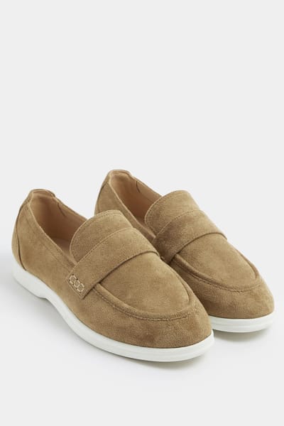 Yours Naturelbruine Imitatiesuède Loafers In Extra Brede Pasvorm Eeesize 37EEE