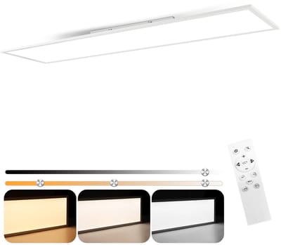 NETTLIFE Plafondlamp LED - 120cm - Lang Plafondpaneel - Wit - Plafondlamp plat - Dimbaar - met Afstandsbediening - 40W - Moderne Kantoorlamp - voor Werkplaats | Keuken | Studeerkamer | Woonkamer