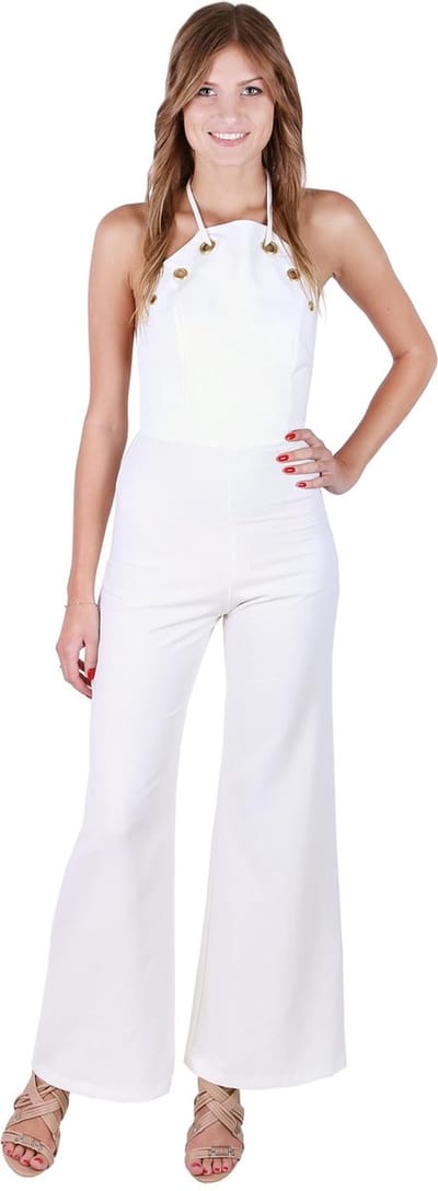 John Zack Ecru jumpsuit, open rug