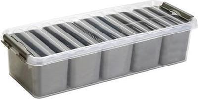Sunware - Q-line opbergbox met 7 bakjes 3,5L transparant metaal - 39 x 14 x 9,5 cm