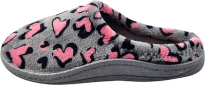 Instap sloffen dames grey panter hearts - heerlijk zacht met harde zool 37