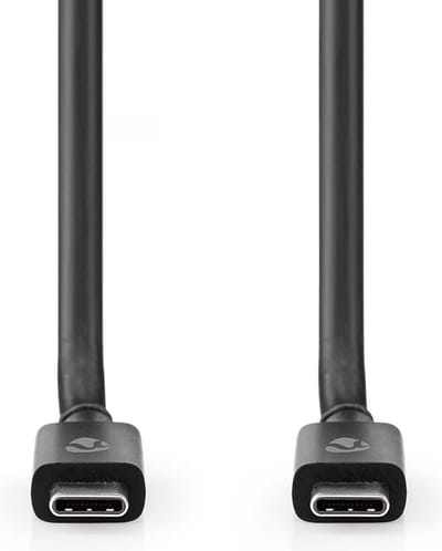 Nedis USB-Kabel - USB 4.0 Gen 2x2 - USB-C Male - USB-C Male - 240 W - 8K@60Hz - 20 Gbps - Vernikkeld - 2.00 m - Rond - PVC - Zwart - Doos