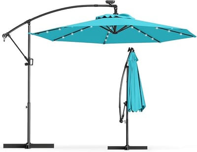 KOMFOTTEU Parasol Ø 300 cm - zweefparasol Solar LED - draaibaar - kantelbaar - tuinparasol met verlichting - voor tuinen en balkons