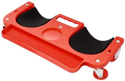 Knieroller met wielen - Werkplaatshulp - Klus Klussen - Geïntegreerde gereedschapshouder - 51 x 14 cm - Rood/zwart