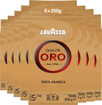 Lavazza Qualità Oro Filterkoffie - Gemalen Koffie - 100% Arabica Bonen - Intensiteit 5/10 - 8 x 250 gram