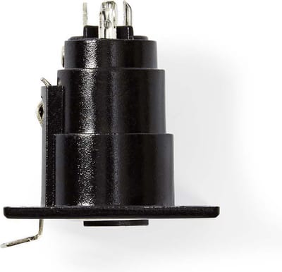 Nedis XLR-Connector - Recht - Female - Vernikkeld - Chassis - Diameter kabelinvoer: 5.0 mm - Metaal - Zwart - 1 Stuks - Polybag
