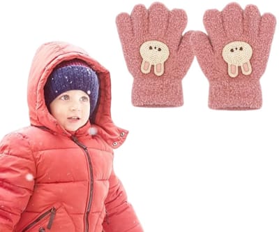 Dailygoods- Kinderhandschoenen met konijnenontwerp - Rekbare zachte wanten - Volledige vingers - Pluizige warme handschoenen - Geschikt voor kinderen - Ideaal voor winteractiviteiten