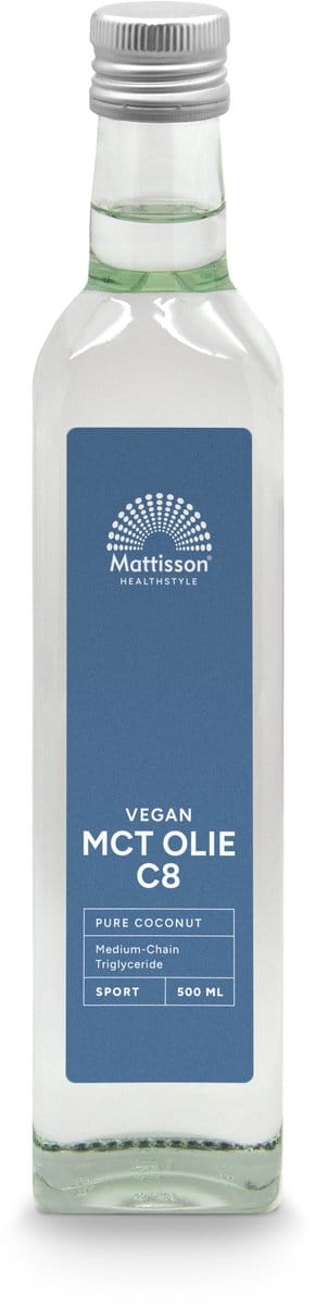 Mattisson - MCT Olie C8 - 99% Caprylzuur - Medium-Chain Triglyceride Vetzuur - Vegan Voedingssupplement - Neutrale Smaak - 500 ml