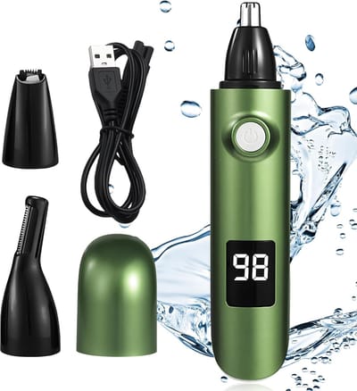 longziming -Neustrimmer 3-in-1 voor Mannen en Vrouwen – Neus-, Oor- en Wenkbrauwtrimmer – Waterdicht IPX7, USB Oplaadbaar – Veilig en Precisie voor Gezichts- en Baardverzorging