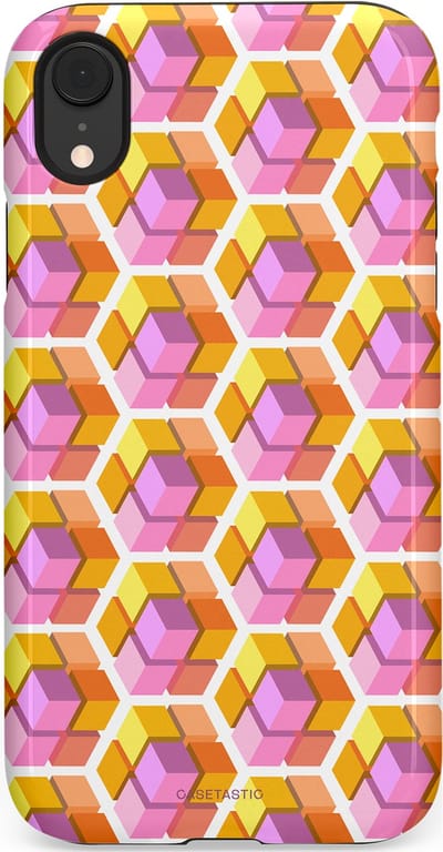 Casetastic Hoesje Geschikt voor Apple iPhone Xr - Stijlvolle Beschermende Duo-layer Case - Pastel Hex Kunst