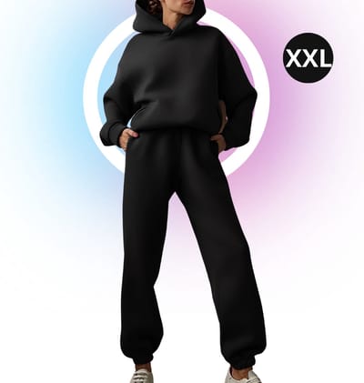 Livano Joggingpak Dames - Huispak - Trainingspak - Volwassenen - Capuchon - Jogging Pak - Joggingspak - Zwart - Maat XXL
