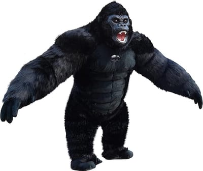 KIMU® Mega Opblaasbare Mascotte Gorilla Zwart - 2.6 Meter King Kong Kostuum Opblaasbaar Pak - Groot Apenpak Opblaaspak - Opblaas Zwarte Aap Festival