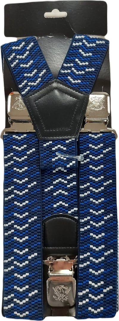 Bretels | Kleur: Blauw - Wit - Zwart Pijl | Bretels Heren Volwassenen | Stevige Clips | Sterke Clips | Brede Clips | One Size Fits All
