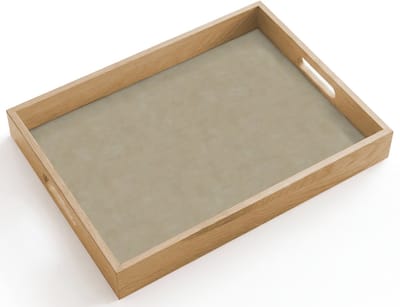 Dienblad hout 40x30 cm - Schootdienblad - Taupekleur - Gewolkt textuur - Natuurlijk - Borrelplank rechthoek - Plateau dienbladen