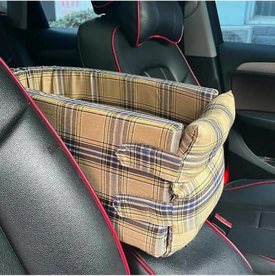 Autostoel voor huisdieren - Hondenbed auto - Veilig reizen - Antislip ontwerp - 42x20x22 cm - Beige