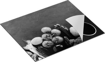 Chefcare Inductie Beschermer Diverse Groente bij elkaar - Zwart Wit - 65x50 cm - Afdekplaat Inductie - Kookplaat Beschermer - Inductie Mat