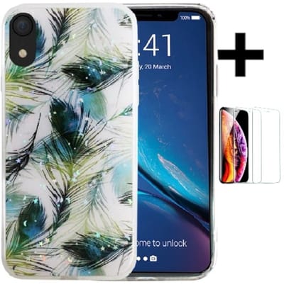 Hoesje Geschikt voor Apple iPhone XR silicone/TPU back cover print /iphone XR achterkant/ iphone XR hoesje + gratis screenprotector (3)