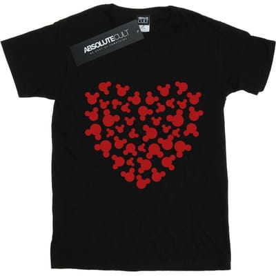 Disney Meisjes Mickey Mouse Hart Silhouet Katoenen T-Shirt (Zwart)