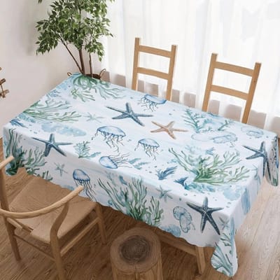 Rechthoekige Tafelkleed met Oceaan Thema voor Tafeldecoratie Keuken Eetkamer Waterdicht Herbruikbaar Tafelkleed voor Tafel Bruiloften Feest 90x140cm