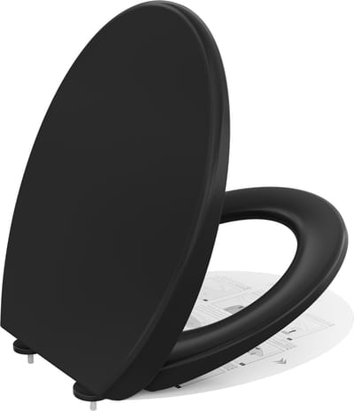 Anycee Max - WC bril - O-vorm - Toiletbril met deksel - Duroplast - Antibacterieel - Soft Close - RVS-Scharnieren - Easy Clean functie - Zwart