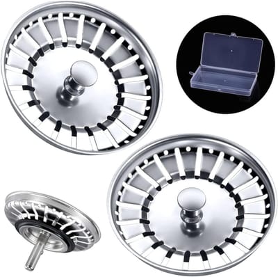 RVS Afvoerplug voor Keuken Gootsteen - Versterkt, Geschikt voor Gaten van 78mm tot 84mm - 2 Stuks