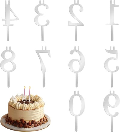 Cijferkaarsen Houders - Taartkaarsen Verjaardagskaarsen - Feestelijke Decoratie - Herbruikbaar Roestvrij Staal - Cijfers 0-9 - Zilver