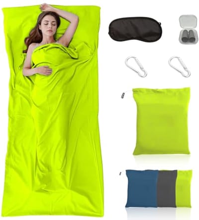 2-in-1 Reiskussenset - Ultra Licht Microfiber Katoen met Zijde Textuur, Compact voor Hostels, Kamperen en Backpacken, 220x90cm