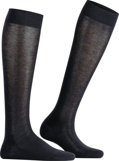 FALKE Sensitive London drukvrije comfort tailleband katoen kniekousen dames blauw - maat 39-42