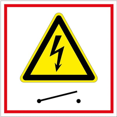 Hoofdschakelaar elektra bord | gecoat dibond materiaal | 10 x 10 cm