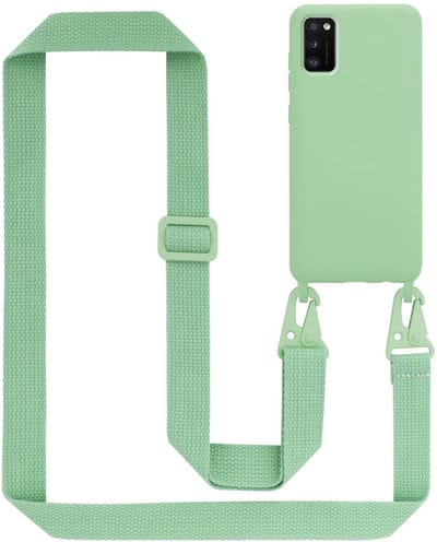 Cadorabo Mobiele telefoon ketting geschikt voor Samsung Galaxy A41 in LIQUID LICHT GROEN - Silicone beschermhoes met lengte verstelbare koord riem