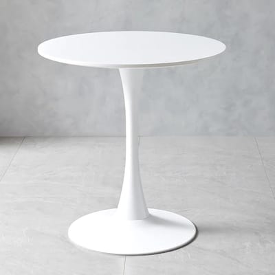 Bijzettafel Rond - Terrastafel Metaal - Buiten Zitten - Eenvoudige Montage - 80cm Diameter - Bianco